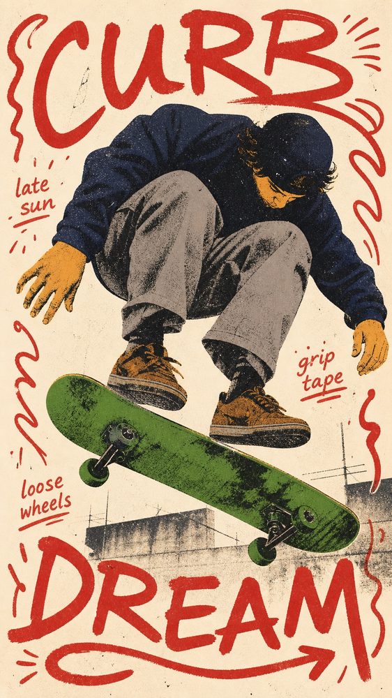 Teenage Skate Scribble Screenprint Poster Style